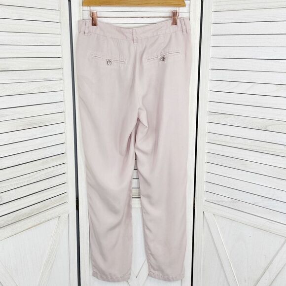 Zara Pleated Front Trouser Pants Blush Size 4 Relaxed Ankle - Picture 3 of 12